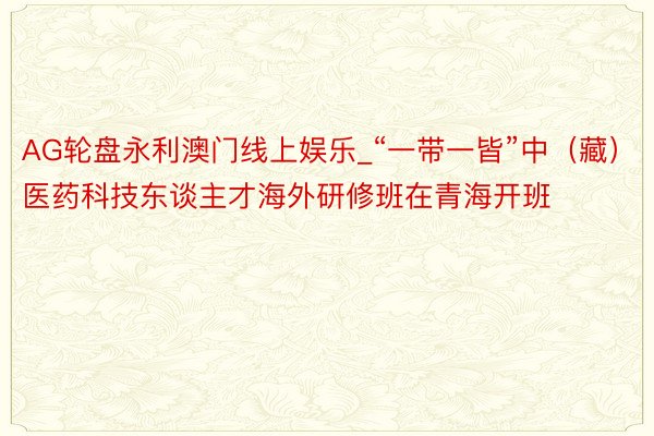 AG轮盘永利澳门线上娱乐_“一带一皆”中（藏）医药科技东谈主才海外研修班在青海开班