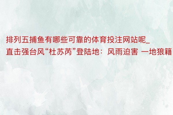 排列五捕鱼有哪些可靠的体育投注网站呢_直击强台风“杜苏芮”登陆地：风雨迫害 一地狼籍