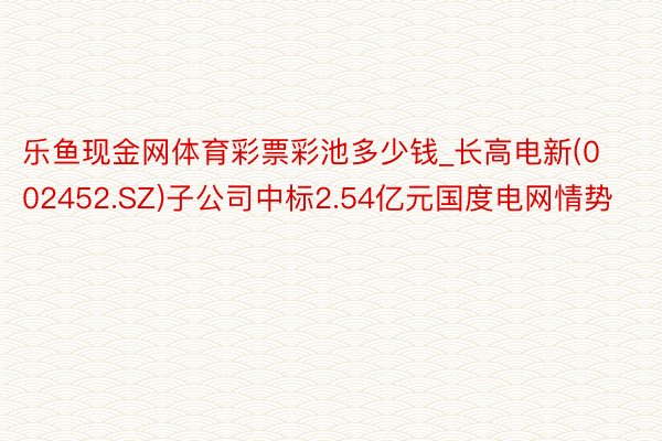 乐鱼现金网体育彩票彩池多少钱_长高电新(002452.SZ)子公司中标2.54亿元国度电网情势